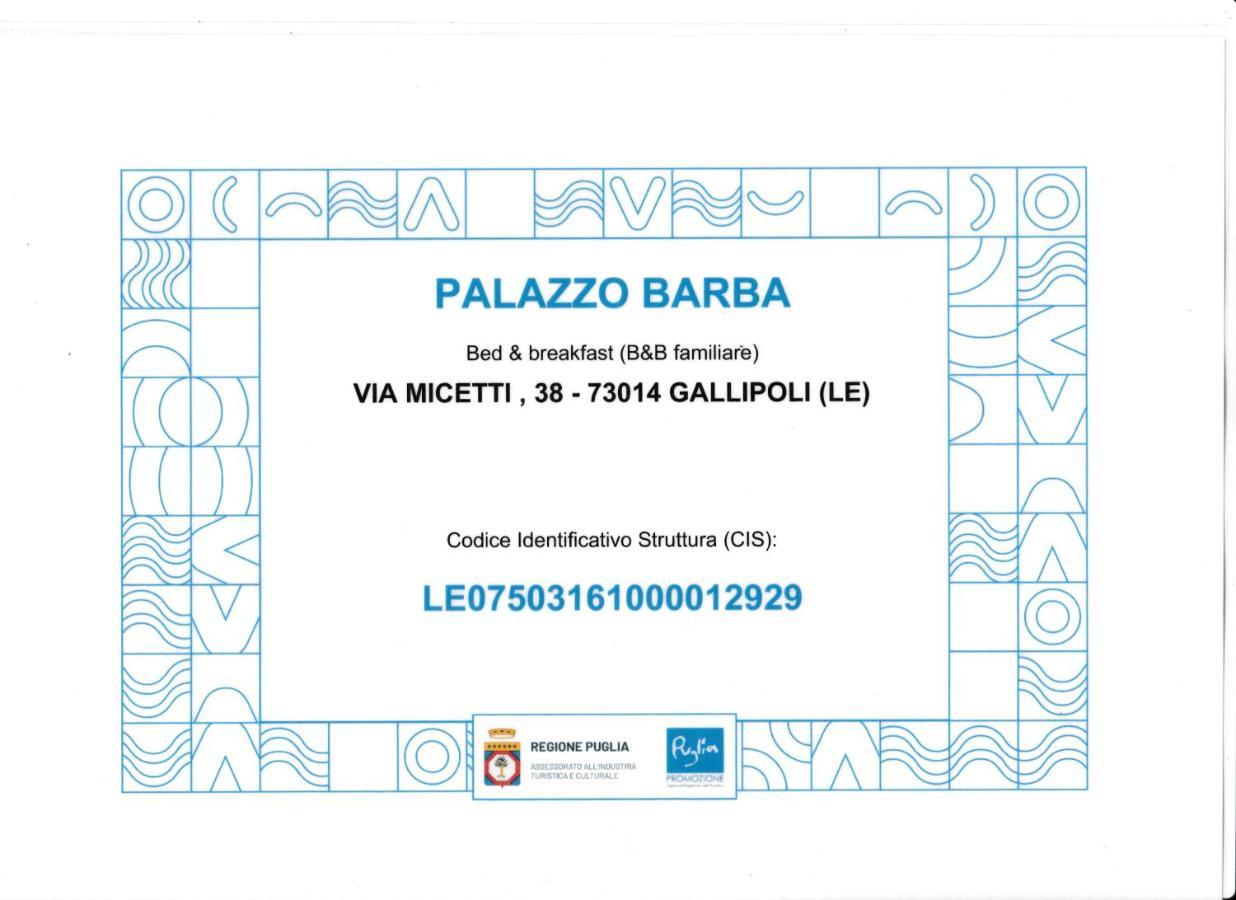 Palazzo Barba Bed & Breakfast Gallipoli Luaran gambar